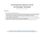 Lived Experience Advisory Board Job Description Worksheet